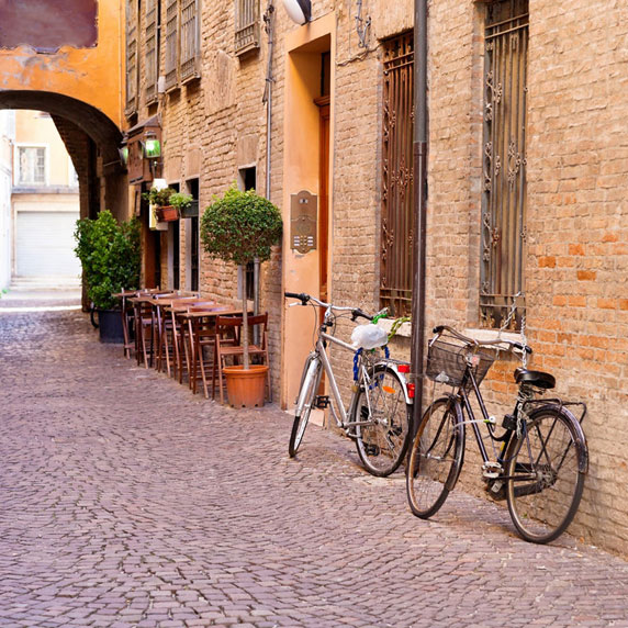 Bicicletas no centro de Ferrara